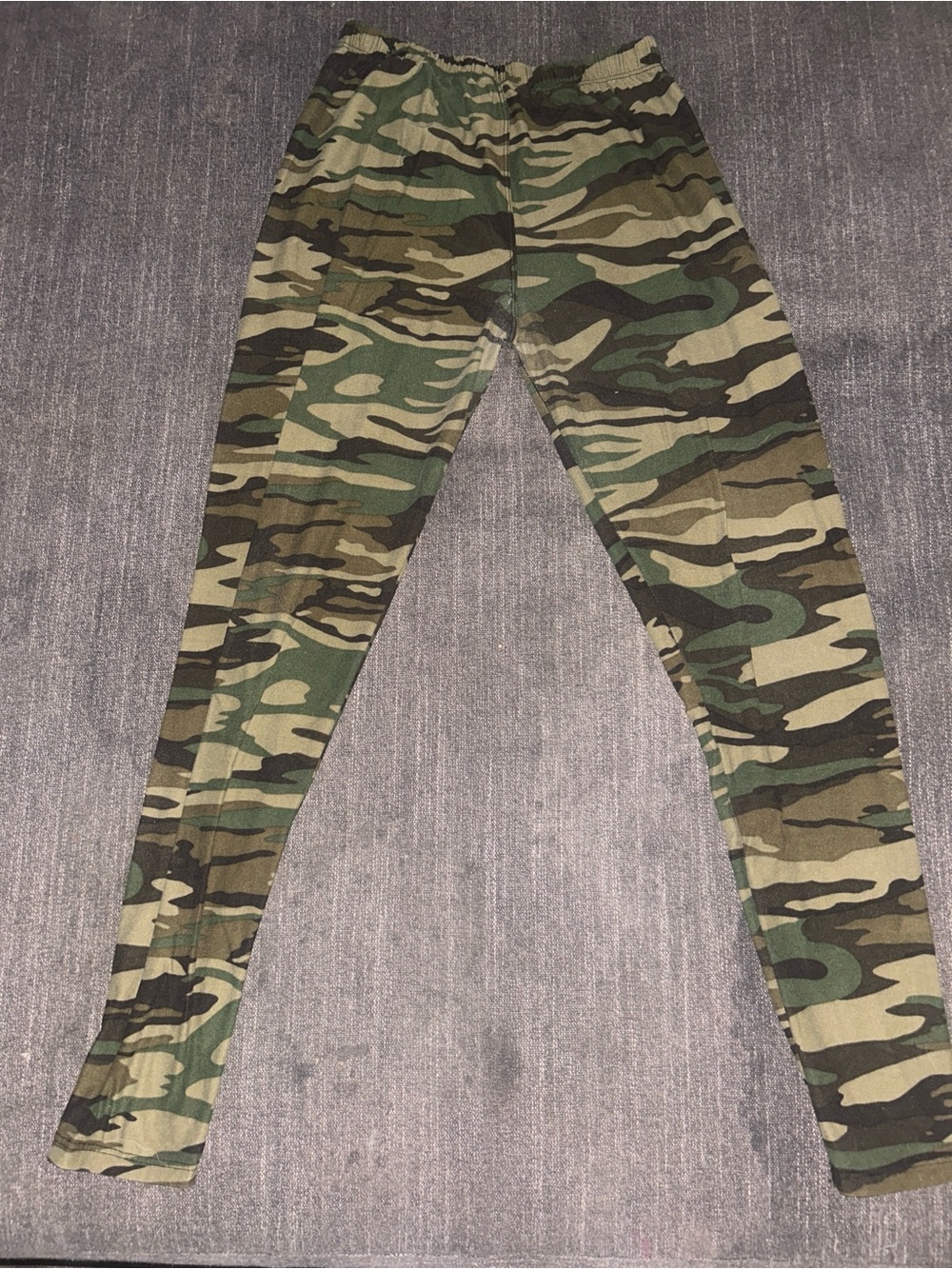 Lizhop Green Camouflage Print Stretchy Leggings Size Medium